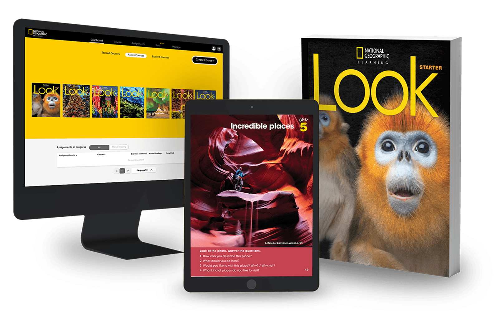 Young Learners Program Look collage with Book and Spark platform in devices