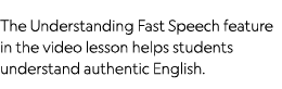 The Understanding Fast Speech feature in the video lesson helps students understand authentic English 