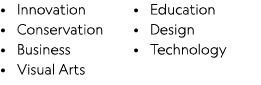 Innovation Conservation Business Visual Arts Education Design Technology 