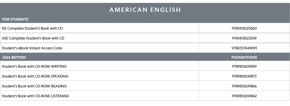 AMERICAN ENGLISH,FOR STUDENTS,,ISE Complete Student's Book with CD,9781413023060,USE Complete Student's Book with CD,   