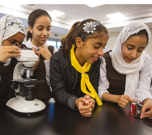 Bahrain, Al-Maarifa Girls Secondary School offers a dynamic program for girls that emphasizes science, english, math, physical education and nutrition classes 