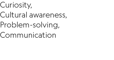 Curiosity, Cultural awareness, Problem solving, Communication 